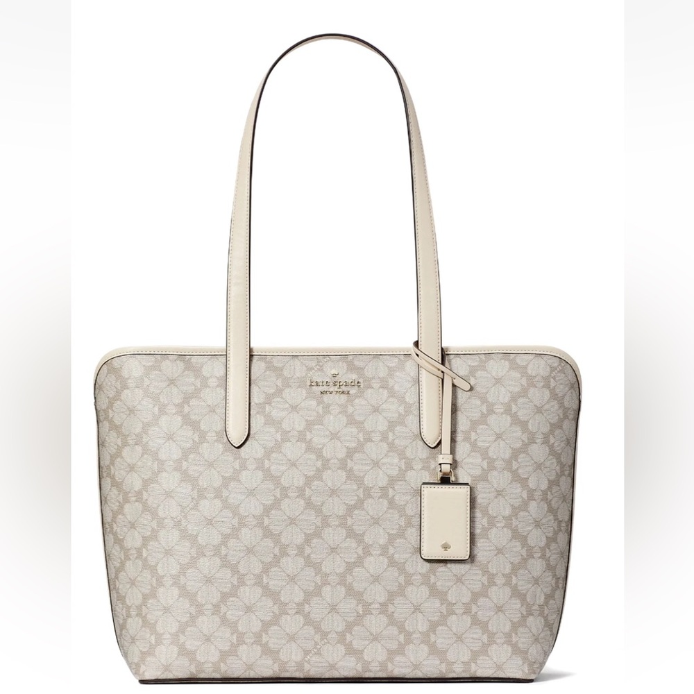 New Kate Spade Spade Flower Large Tote Dark Beige Multi